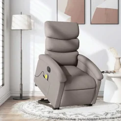 vidaXL Sillón de masaje eléctrico reclinable elevable tela Taupé Clearance