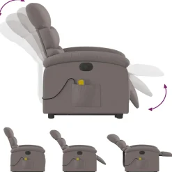 vidaXL Sillón de masaje eléctrico reclinable elevable tela Taupé Clearance
