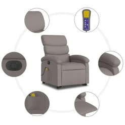 vidaXL Sillón de masaje eléctrico reclinable elevable tela Taupé Clearance