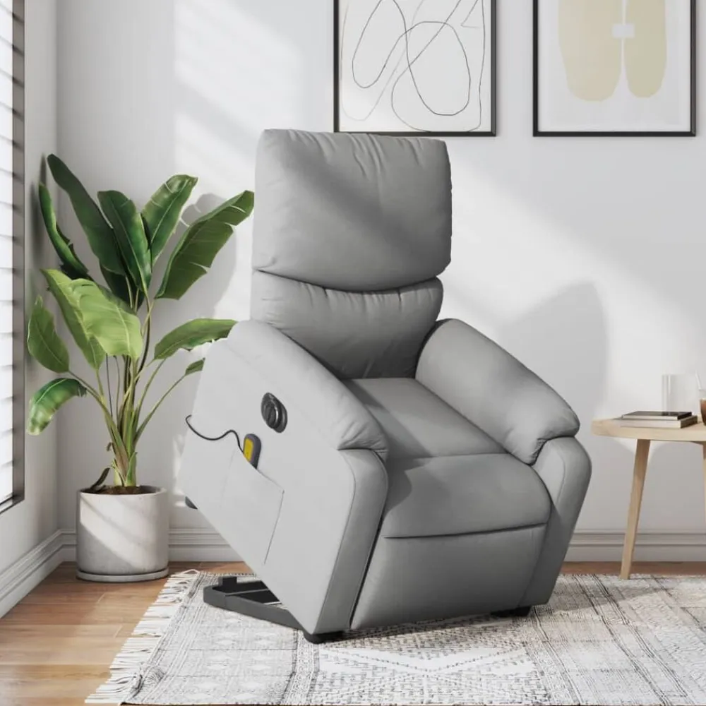 vidaXL Sillón de masaje eléctrico reclinable elevable tela Gris claro Best