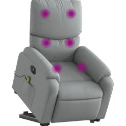 vidaXL Sillón de masaje eléctrico reclinable elevable tela Gris claro Best