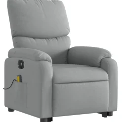 vidaXL Sillón de masaje eléctrico reclinable elevable tela Gris claro Best