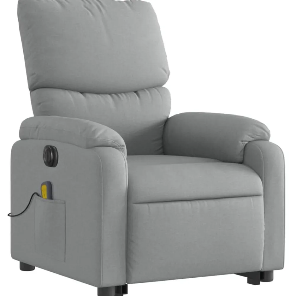vidaXL Sillón de masaje eléctrico reclinable elevable tela Gris claro Best