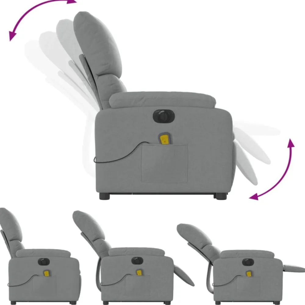 vidaXL Sillón de masaje eléctrico reclinable elevable tela Gris claro Best