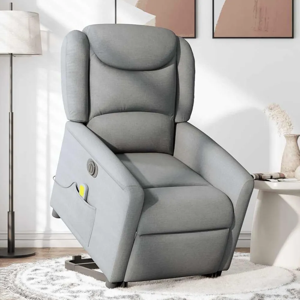 vidaXL Sillas-Sillón de masaje eléctrico reclinable elevable tela