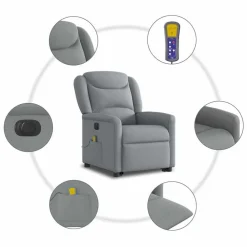 vidaXL Sillas-Sillón de masaje eléctrico reclinable elevable tela