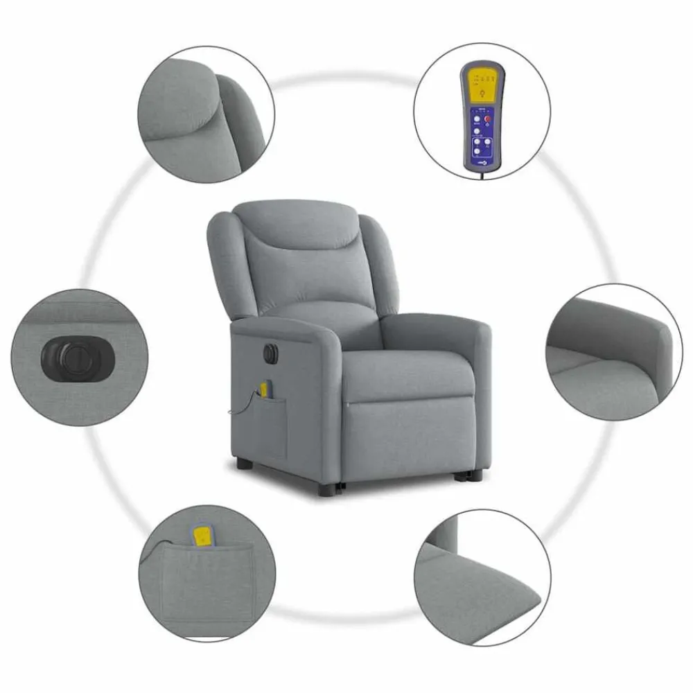 vidaXL Sillas-Sillón de masaje eléctrico reclinable elevable tela