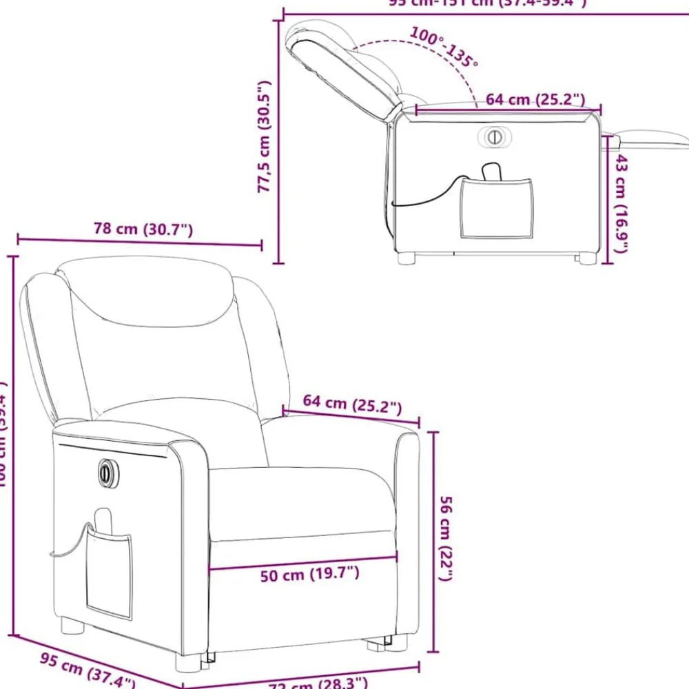 vidaXL Sillas-Sillón de masaje eléctrico reclinable elevable tela