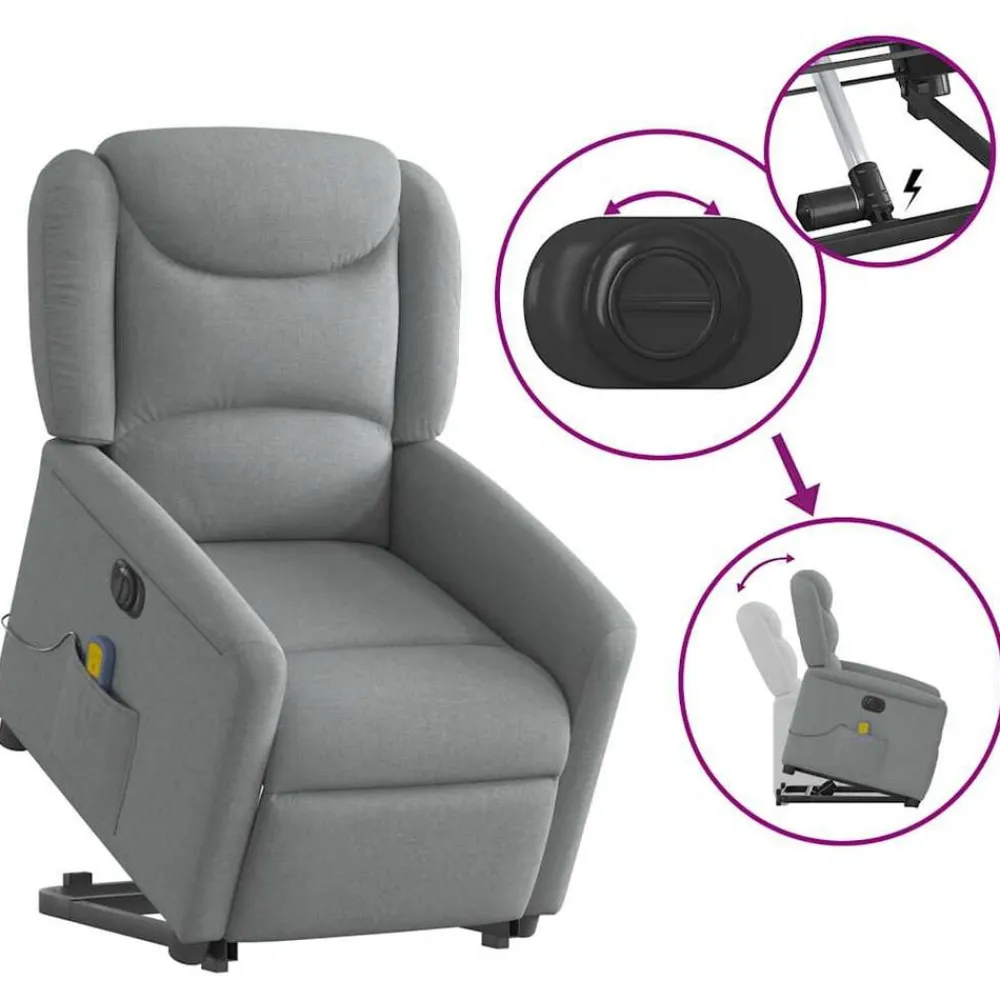 vidaXL Sillas-Sillón de masaje eléctrico reclinable elevable tela