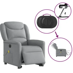 vidaXL Sillas-Sillón de masaje eléctrico reclinable elevable tela