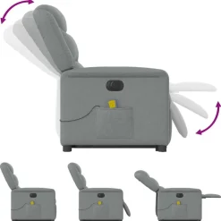 vidaXL Sillas-Sillón de masaje eléctrico reclinable elevable tela