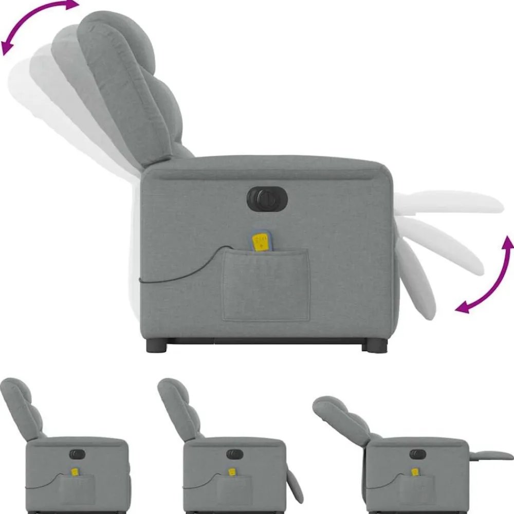 vidaXL Sillas-Sillón de masaje eléctrico reclinable elevable tela