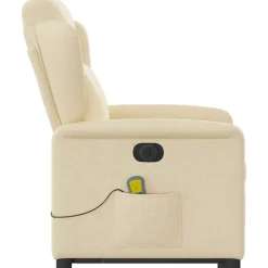 vidaXL Sillón de masaje eléctrico reclinable elevable tela Crema Clearance