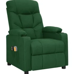 vidaXL Sillón de masaje eléctrico tela Verde oscuro Outlet