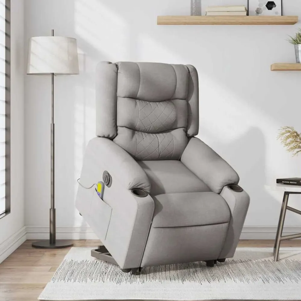 vidaXL Sillas-Sillón de masaje eléctrico reclinable elevable tela