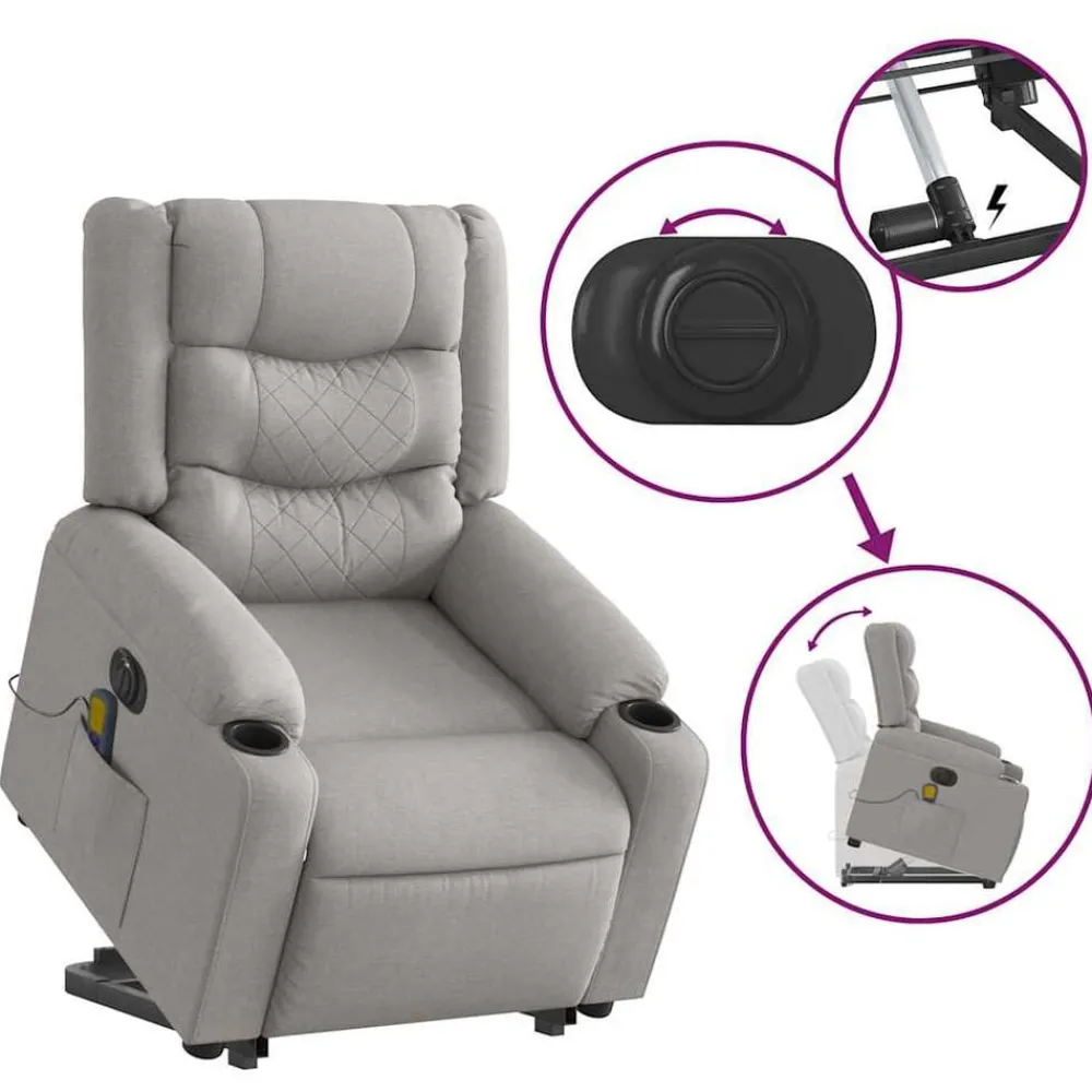 vidaXL Sillas-Sillón de masaje eléctrico reclinable elevable tela