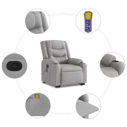 vidaXL Sillas-Sillón de masaje eléctrico reclinable elevable tela