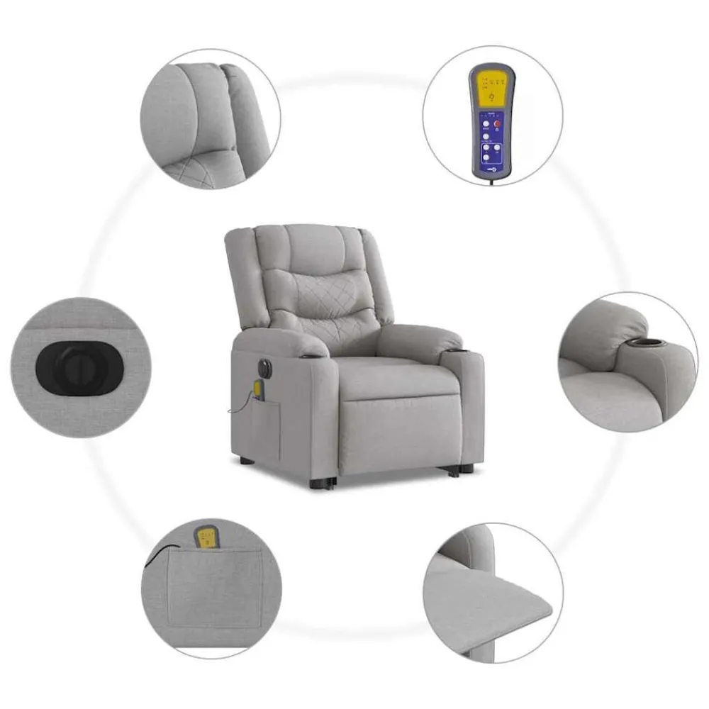 vidaXL Sillas-Sillón de masaje eléctrico reclinable elevable tela