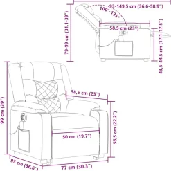vidaXL Sillas-Sillón de masaje eléctrico reclinable elevable tela