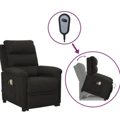 vidaXL Sillón de masaje elevable tela Negro Best