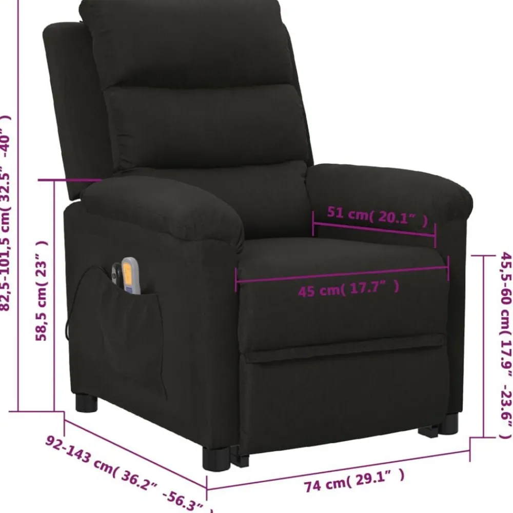 vidaXL Sillón de masaje elevable tela Negro Best