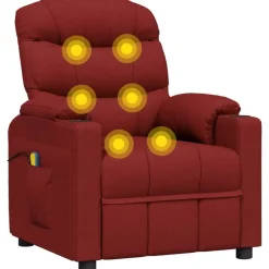 vidaXL Sillón de masaje eléctrico tela rojo tinto Rojo vino tinto Outlet