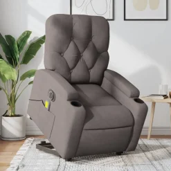 vidaXL Sillón de masaje eléctrico reclinable elevable tela Taupé New