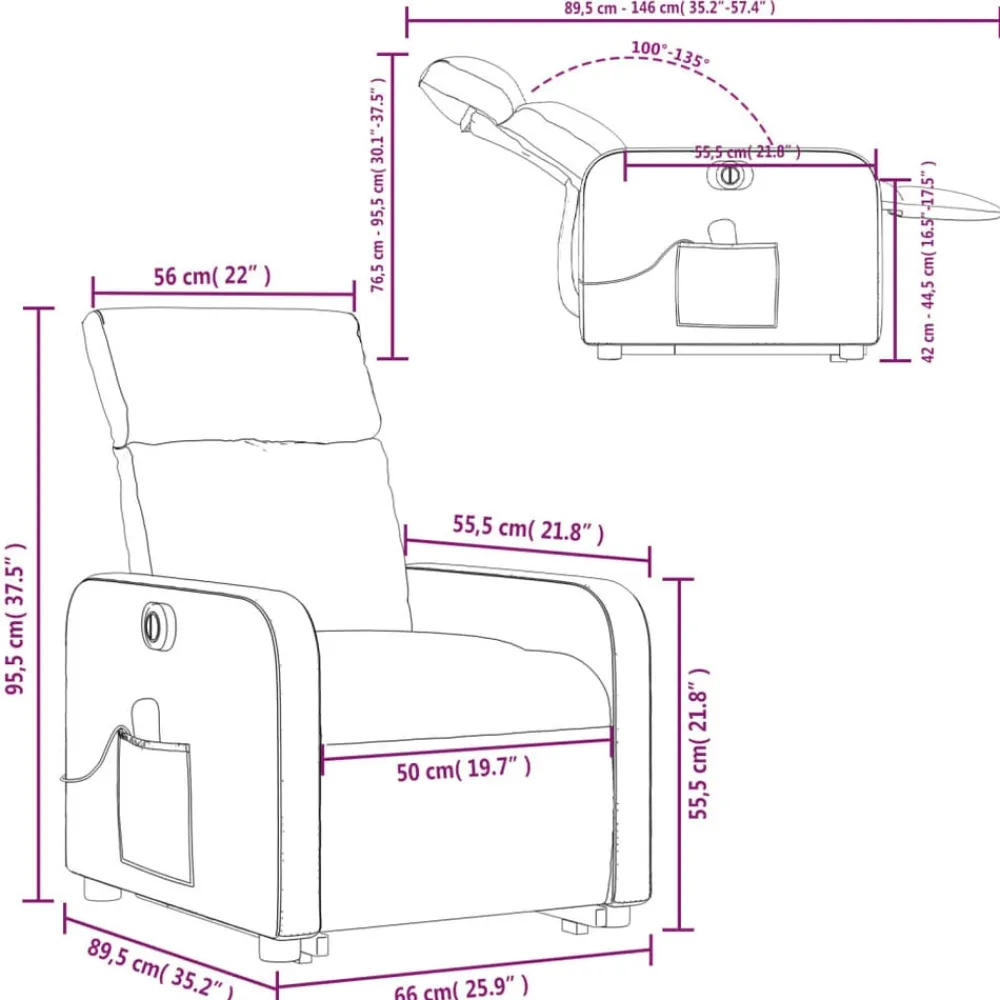 vidaXL Sillas-Sillón de masaje elevable eléctrico cuero artificial rojo tinto
