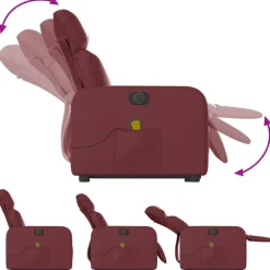 vidaXL Sillas-Sillón de masaje elevable eléctrico cuero artificial rojo tinto