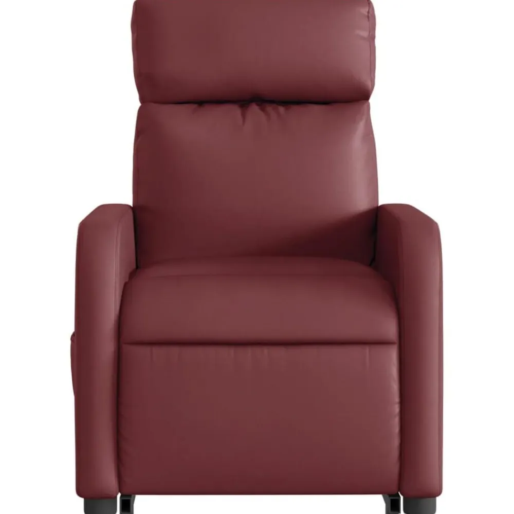 vidaXL Sillas-Sillón de masaje elevable eléctrico cuero artificial rojo tinto