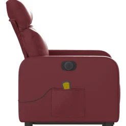 vidaXL Sillas-Sillón de masaje elevable eléctrico cuero artificial rojo tinto