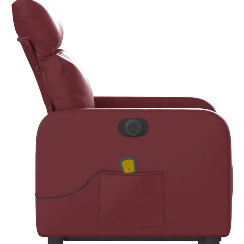 vidaXL Sillas-Sillón de masaje elevable eléctrico cuero artificial rojo tinto