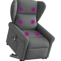 vidaXL Sillón de masaje eléctrico reclinable elevable tela Gris oscuro Sale