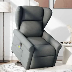 vidaXL Sillón de masaje eléctrico reclinable elevable tela Gris oscuro Sale