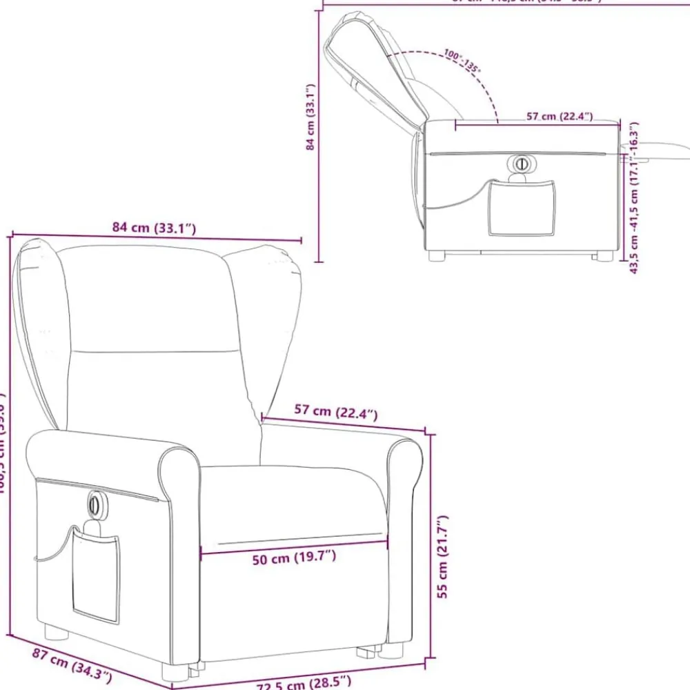 vidaXL Sillón de masaje eléctrico reclinable elevable tela Gris oscuro Sale