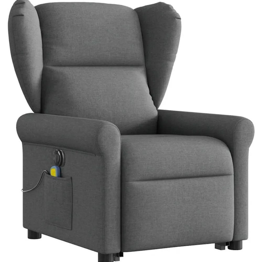 vidaXL Sillón de masaje eléctrico reclinable elevable tela Gris oscuro Sale