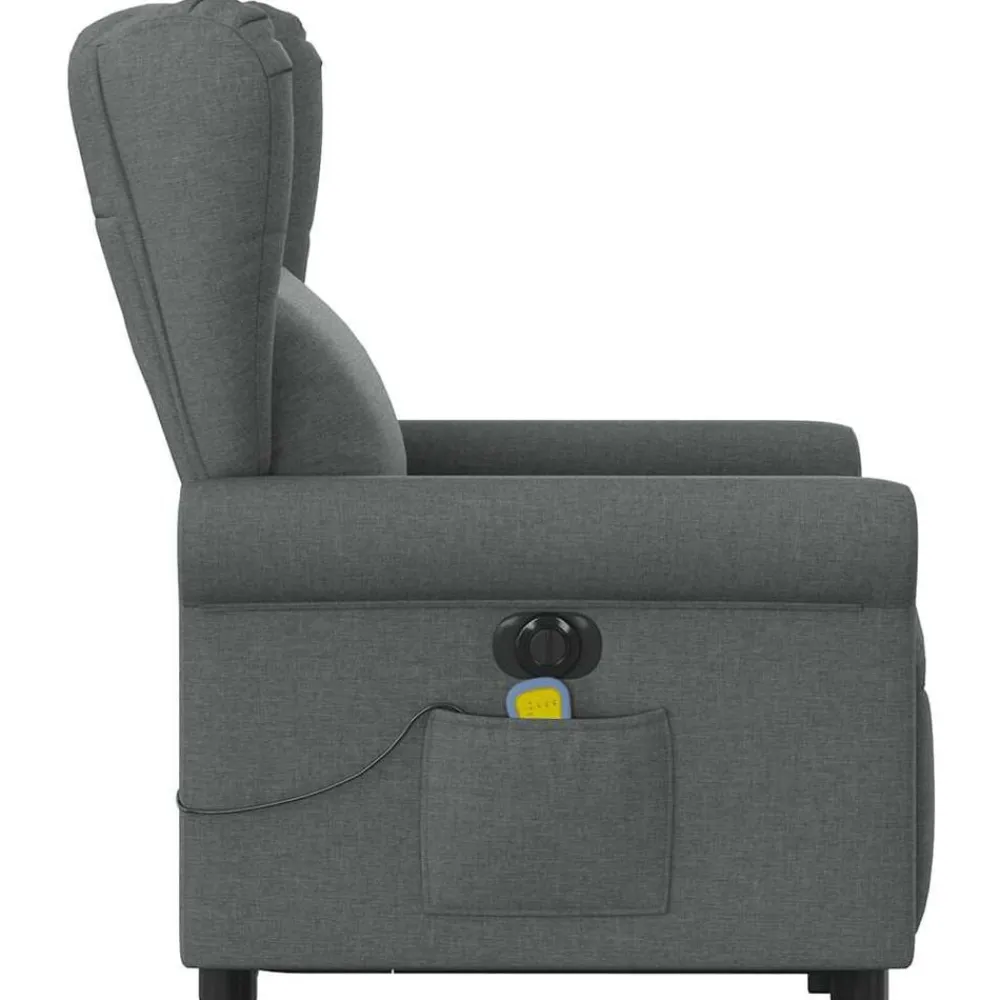 vidaXL Sillón de masaje eléctrico reclinable elevable tela Gris oscuro Sale