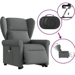 vidaXL Sillón de masaje eléctrico reclinable elevable tela Gris oscuro Sale