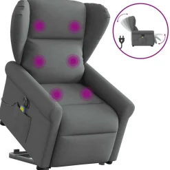 vidaXL Sillón de masaje eléctrico reclinable elevable tela Gris oscuro Sale