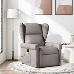 vidaXL Sillas-Sillón de masaje reclinable de tela gris