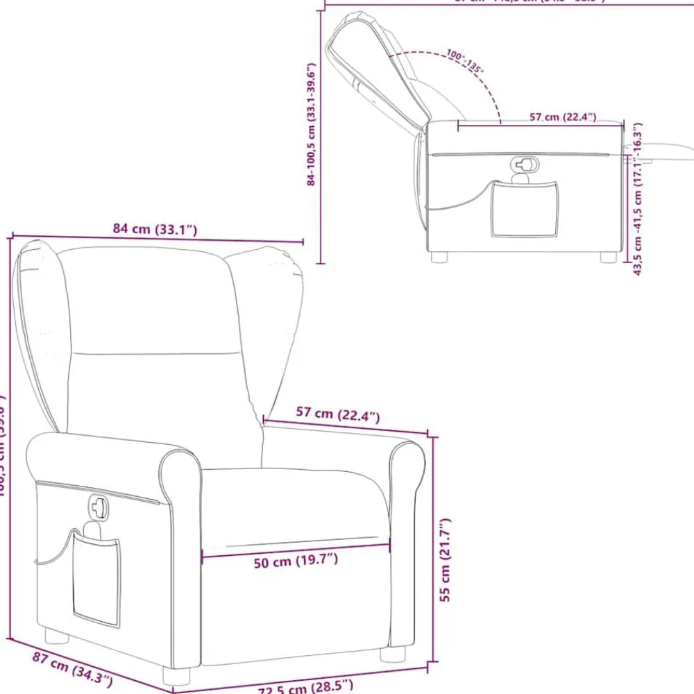 vidaXL Sillas-Sillón de masaje reclinable de tela gris
