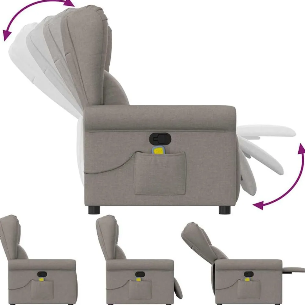 vidaXL Sillas-Sillón de masaje reclinable de tela gris