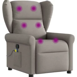 vidaXL Sillas-Sillón de masaje reclinable de tela gris