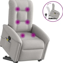 vidaXL Sillón de masaje reclinable de pie de tela Gris nube Outlet