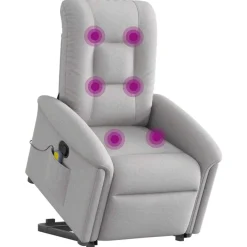 vidaXL Sillón de masaje reclinable de pie de tela Gris nube Outlet