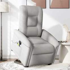 vidaXL Sillón de masaje reclinable de pie de tela Gris nube Outlet