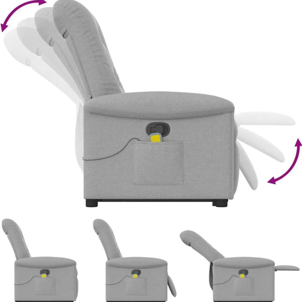 vidaXL Sillón de masaje reclinable de pie de tela Gris nube Outlet