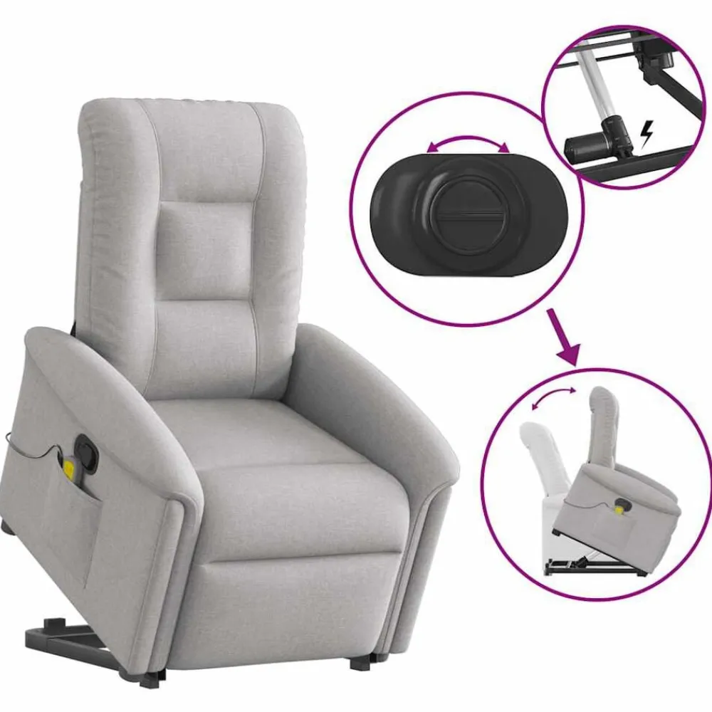 vidaXL Sillón de masaje reclinable de pie de tela Gris nube Outlet
