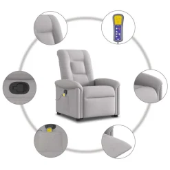 vidaXL Sillón de masaje reclinable de pie de tela Gris nube Outlet