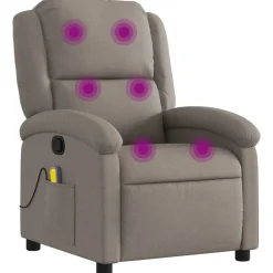 vidaXL Sillas-Sillón de masaje reclinable de tela gris